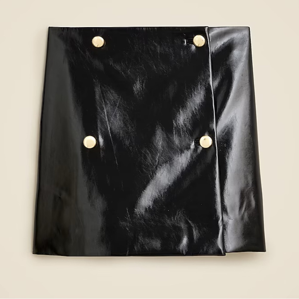 J. Crew Collection Faux Patent Leather Wrap Mini Skirt - Picture 3 of 8